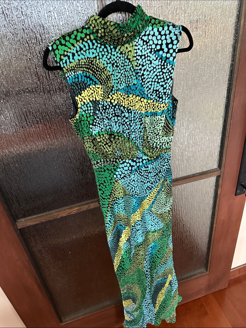SALONI Fleur Dot Print Dress Sleeveless High-Neck Green Patterned Maxi Dress sz4 - Picture 13 of 17